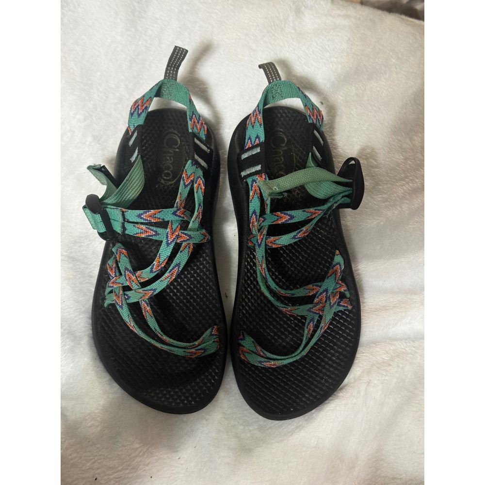 Chaco Kids Z1 Ecotread Sandals Green Orange Strappy Outdoor Shoes Size 3